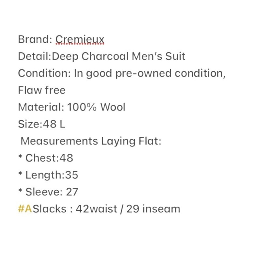Cremieux Two Piece Suit Size Mens 48L Gray Wool Blazer & Pants 42x29 - Picture 5 of 5